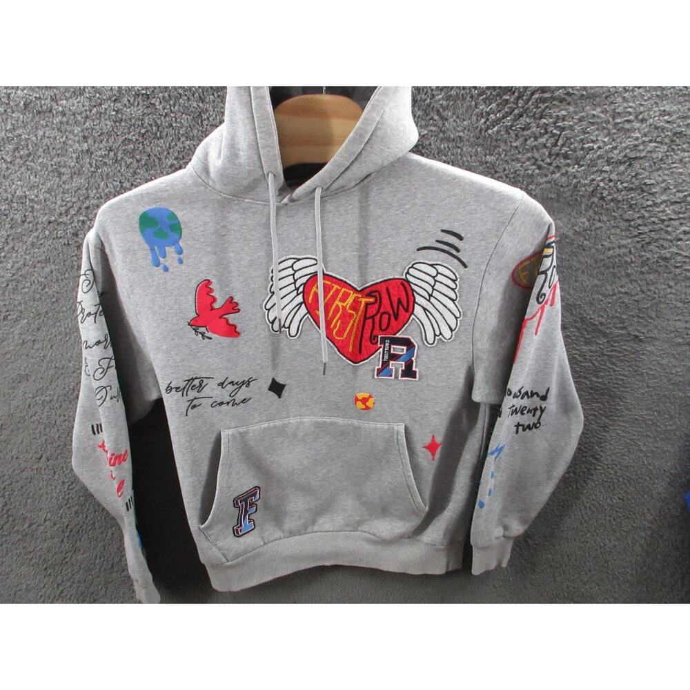 FIRST ROW Graphic Grey Hoodie BETTER DAYS TO COME Men's Medium